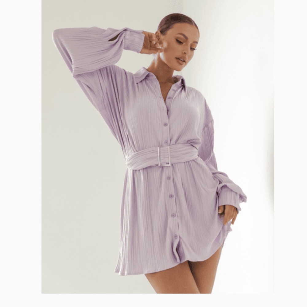 Lilac belted dress charcoal clothing